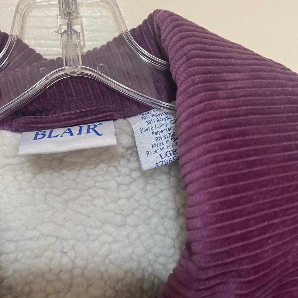 Vintage Corduroy Faux Sherpa Lined Barn purple Jacket house pea Coat size large - Picture 4 of 12
